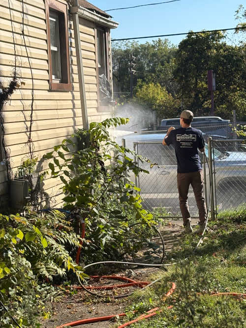 House siding and brick pressure washed
