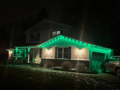Holiday lighting on a Northeast Ohio home
