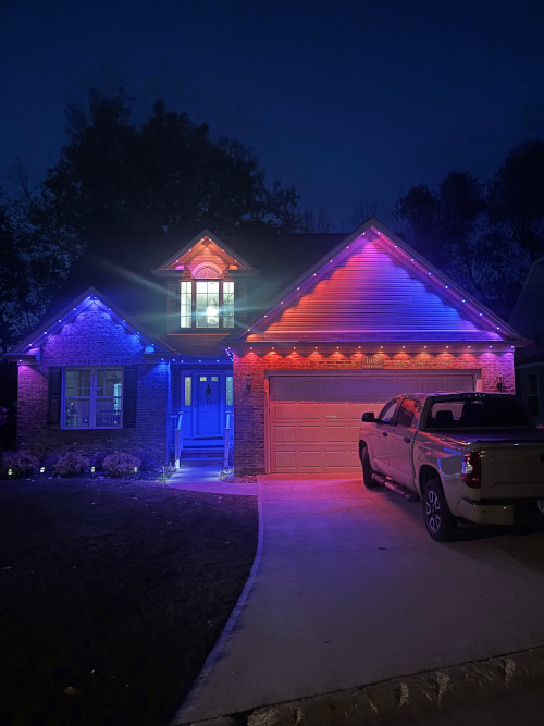 Festive outdoor holiday lights on a Northeast Ohio home